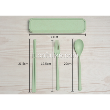 Set di forchette per bacchette cucchiaio di paglia ecologica